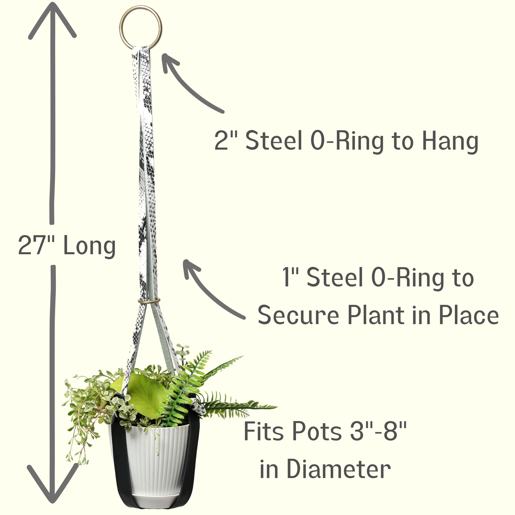 Genuine Leather Plant Hanger + Pot | Minimalist Hanging Planter | Modern Indoor/Outdoor Décor