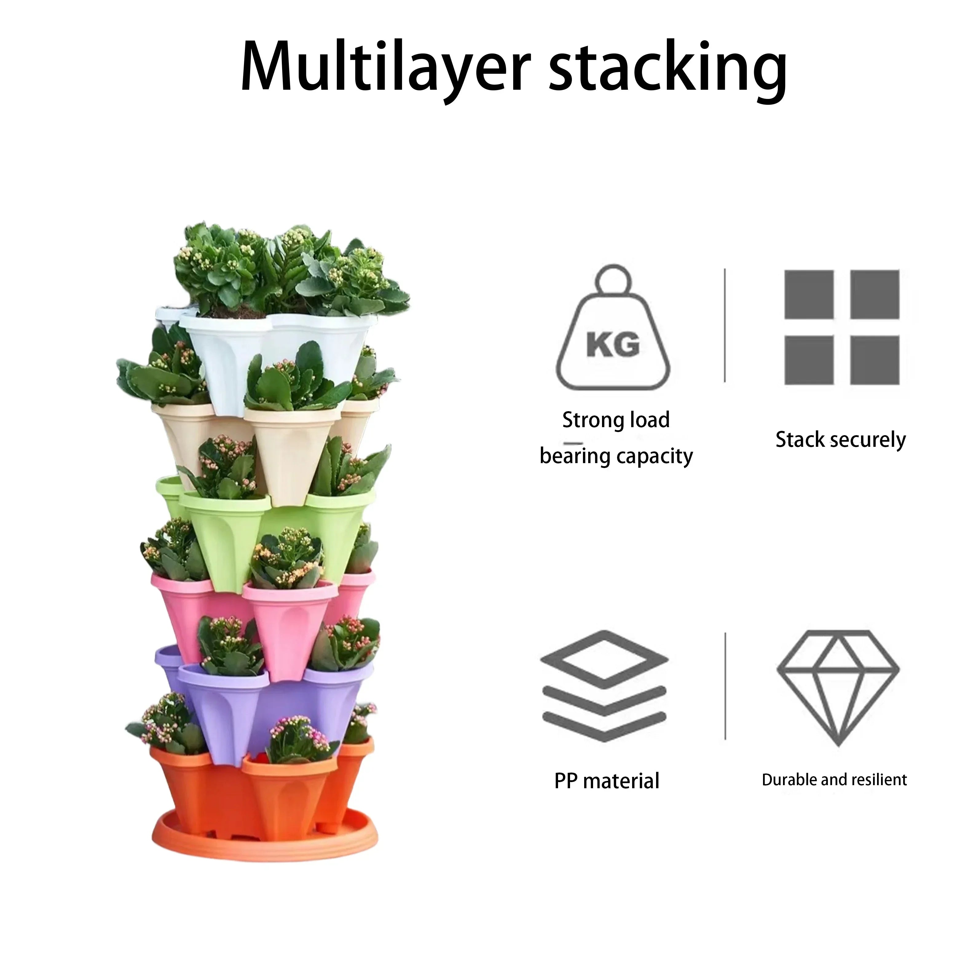 Stackable Plants Pot - 6 Trays+ Wheel Tray™