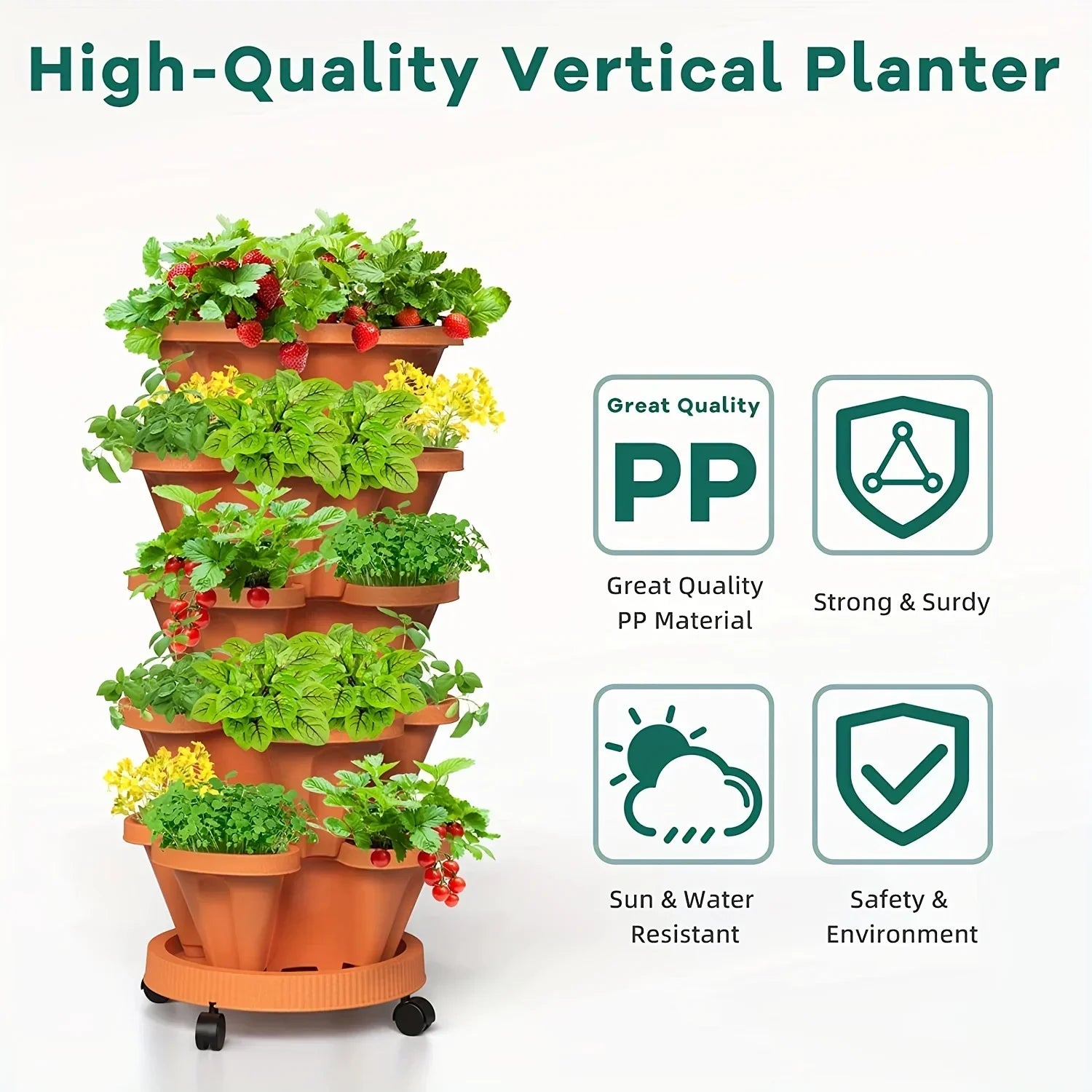 Stackable Plants Pot - 6 Trays+ Wheel Tray™