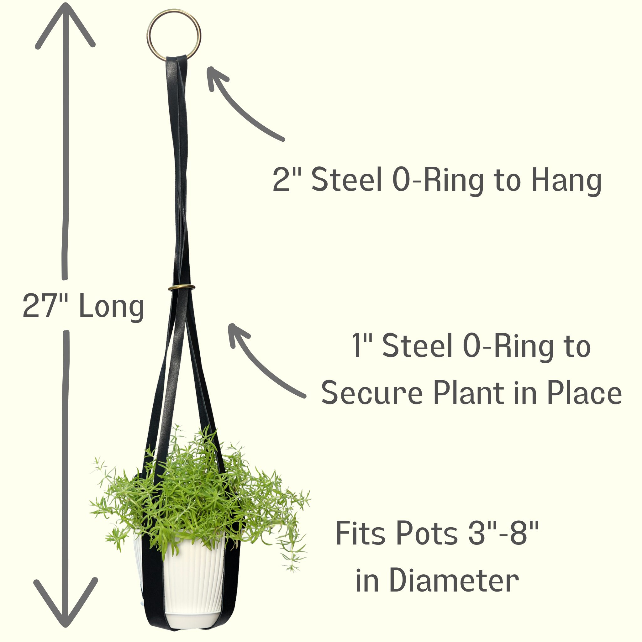 Genuine Leather Plant Hanger + Pot | Minimalist Hanging Planter | Modern Indoor/Outdoor Décor