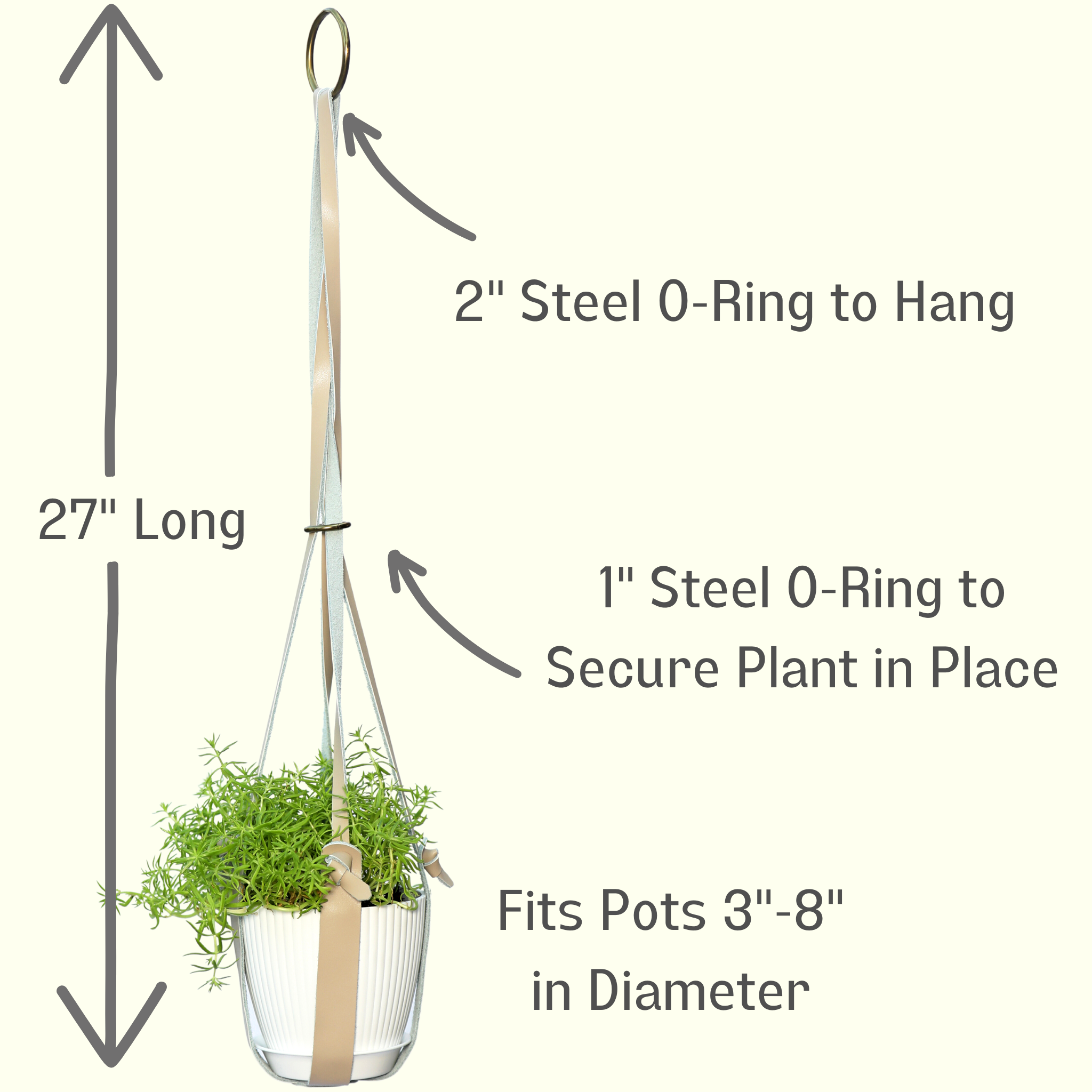 Genuine Leather Plant Hanger + Pot | Minimalist Hanging Planter | Modern Indoor/Outdoor Décor