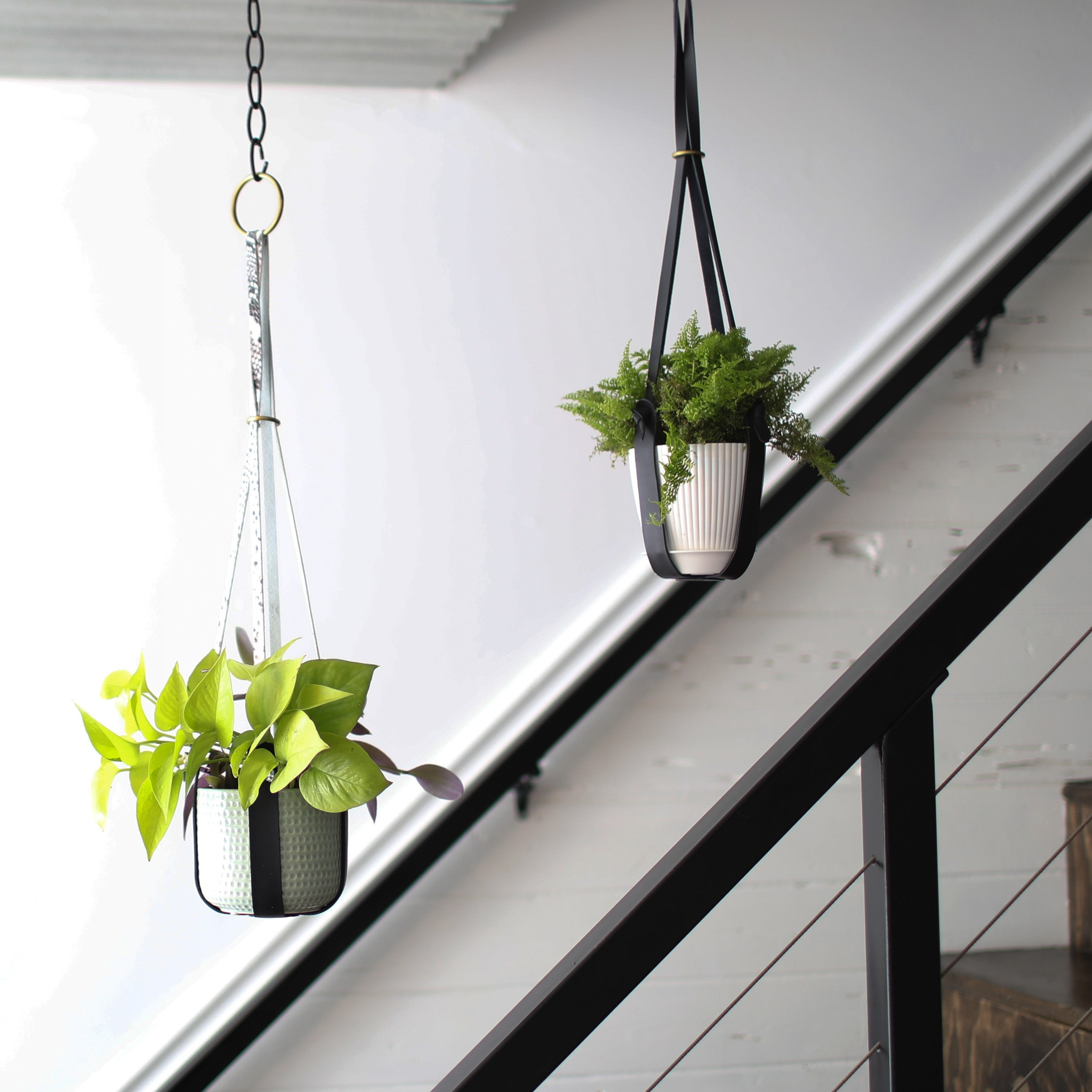 Genuine Leather Plant Hanger + Pot | Minimalist Hanging Planter | Modern Indoor/Outdoor Décor